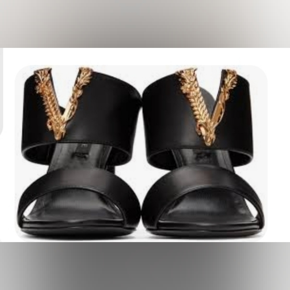 💯 Authentic Versace Virtus Heels black gold 38.5 - Picture 8 of 8